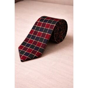 Ferrell Reed for Steinbergs Silk Tie Geometric Checkerboard Red Green Blue 59"